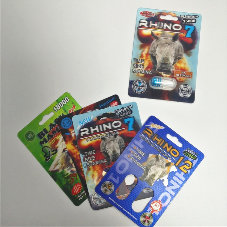 RHINO 69 ذكر تعزيز حبوب منع الحمل التغليف 3D عدسي حزمة بطاقة صديقة للبيئة