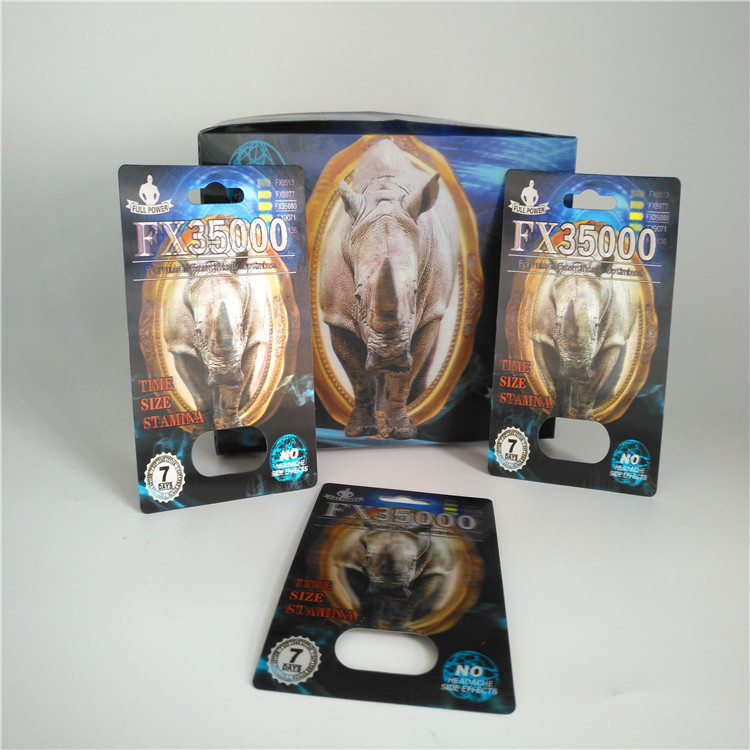 الكركدن حبوب منع الحمل بطاقة نفطة التعبئة والتغليف 3D عدسي للذكور تعزيز الأداء الجنسي حبوب منع الحمل