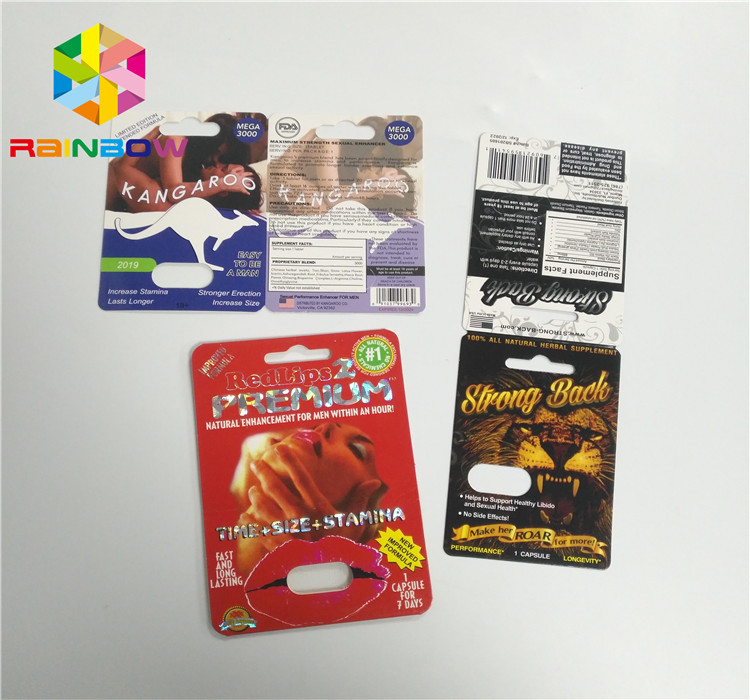 الشريحة إدراج بطاقة نفطة حبوب منع الحمل تعزيز الذكور التعبئة 3D الانتهاء من السطح