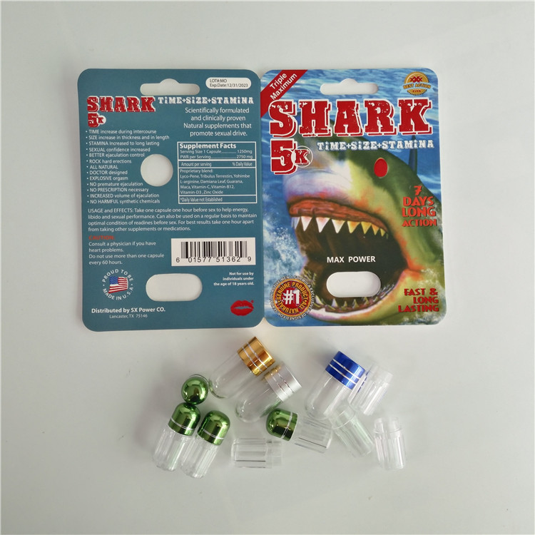 التعبئة والتغليف ورقة بطاقة نفطة حبوب منع الحمل تعزيز الذكور حزمة مع رصاصة بلاستيكية