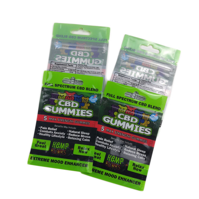 مايلر حقيبة الحقائب البلاستيكية كيس التغليف ثلاثة الجانب مختوم شنقا هول ل Cbd Gummies