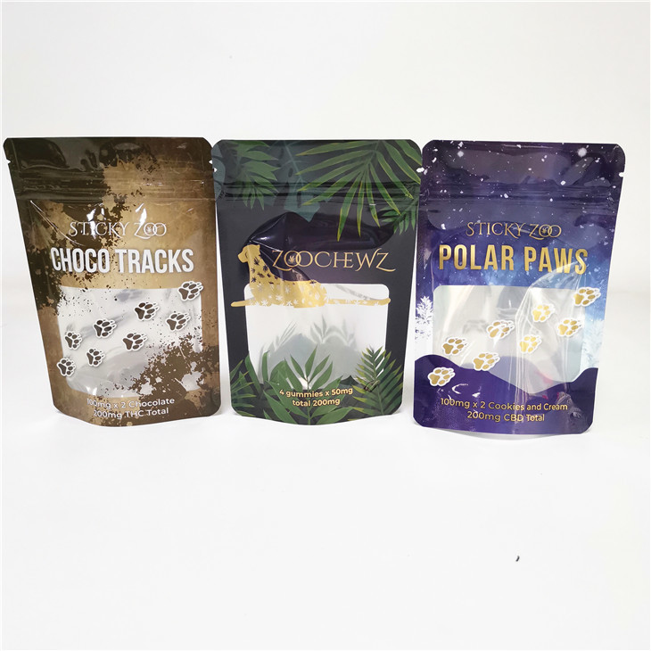 رقائق الألومنيوم بسكويت الأعشاب CBD 3x4 Stand Up Zipper Bag