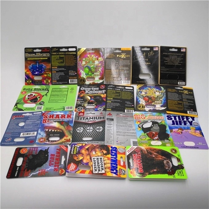 أنثى محسن حبوب تغليف بطاقات عرض مربع مع شعار طباعة حبوب منع الحمل كبسولة ورق تغليف بطاقة وصندوق العرض