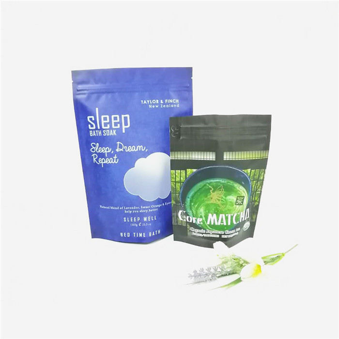 رقائق الألومنيوم المخصصة 12 أوقية حمام الملح / الجسم فرك كريم التعبئة والتغليف أكياس القهوة زيبلوك دويباك