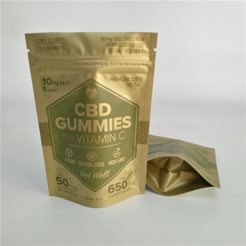 الطباعة الرقمية ماتي الذهب الوقوف زيبر الحقيبة حقيبة صغيرة واقية مايلر للأعشاب الضارة