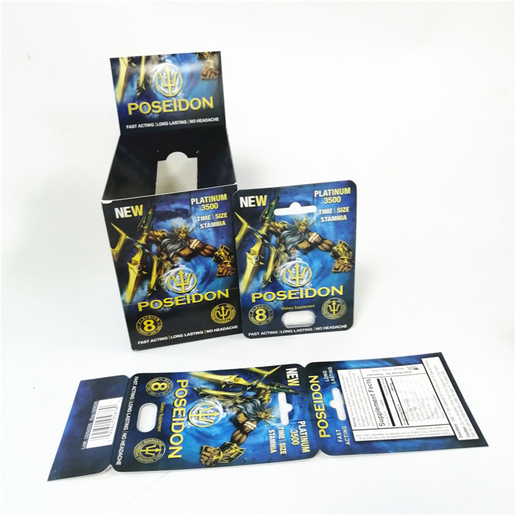 عرض بطاقات ورقية مطبوعة مخصصة معززات للذكور ، صندوق بطاقة بوسيدون الأحمر