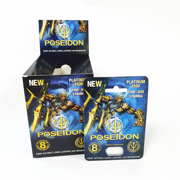 بطاقات ورق طباعة مخصصة ، مربعات خط المسيل للدموع ، صندوق بطاقة بوسيدون أحمر أزرق مع نفطة