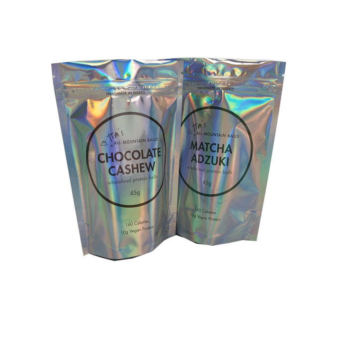 أكياس CYMK Zipper Holographic Stand Up لكرات البروتين