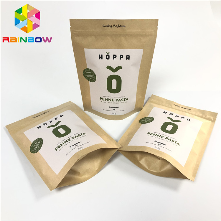 أكياس ورق كرافت بنية مطبوعة مخصصة قابلة للإغلاق قابلة للإغلاق من كيس تغليف ورق زيبلوك