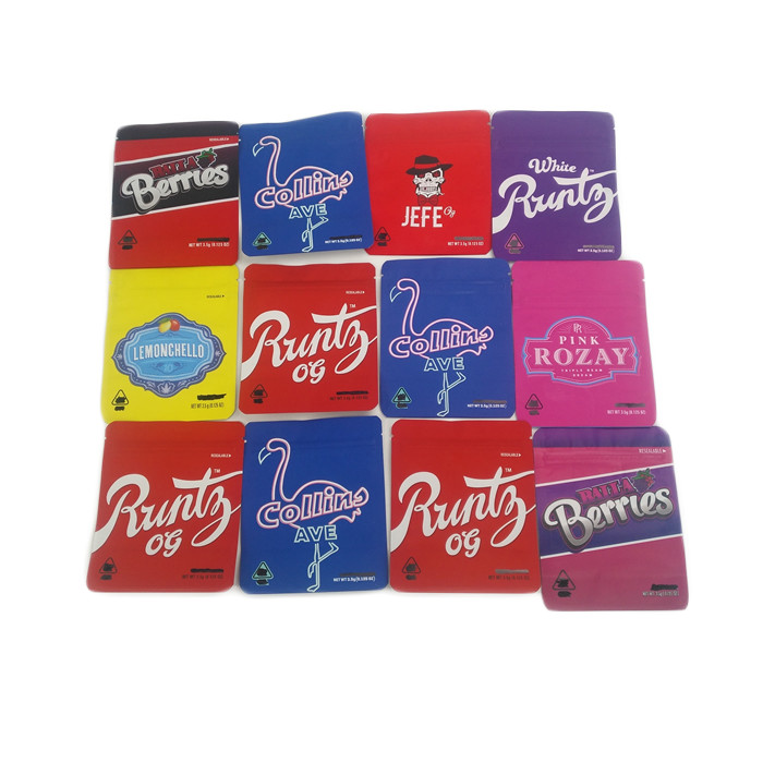 موك منخفضة 500 قطعة لينة اللمس رائحة برهان القنب التعبئة والتغليف الحقيبة الصالحة للأكل الطفل مقاومة 3.5 جرام ملفات تعريف الارتباط مايلر حقيبة مخصصة