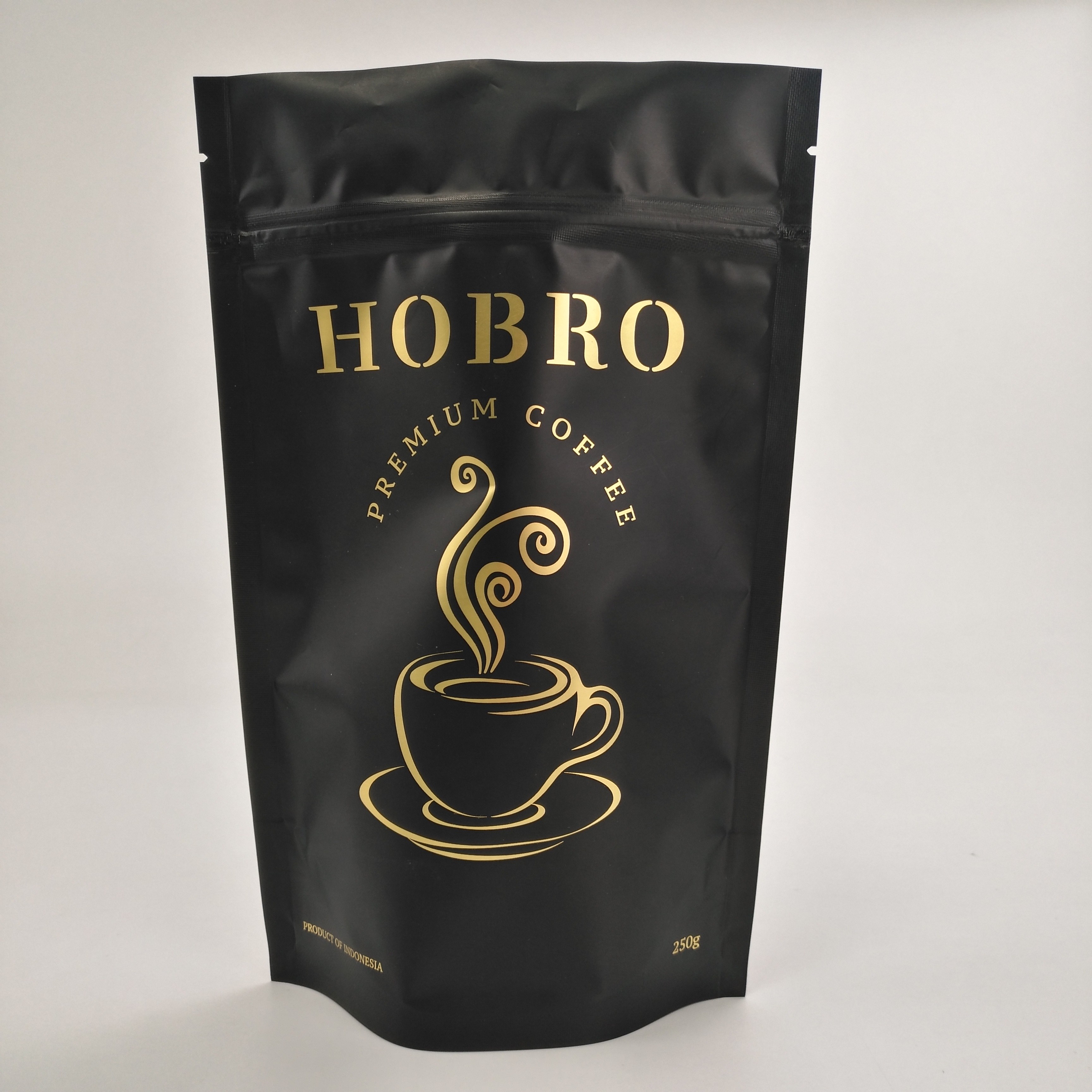 الوقوف مات الأسود رقائق الألومنيوم الرقائقي الرمز البريدي قفل كيس تغليف القهوة أكياس تغليف حبوب البن مع صمام