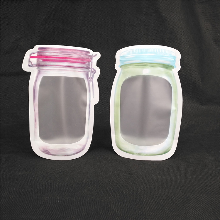 خاص على شكل طباعة شعار الغذاء الصف عصير الحليب هلام السائل الوقوف زجاجة شكل أكياس