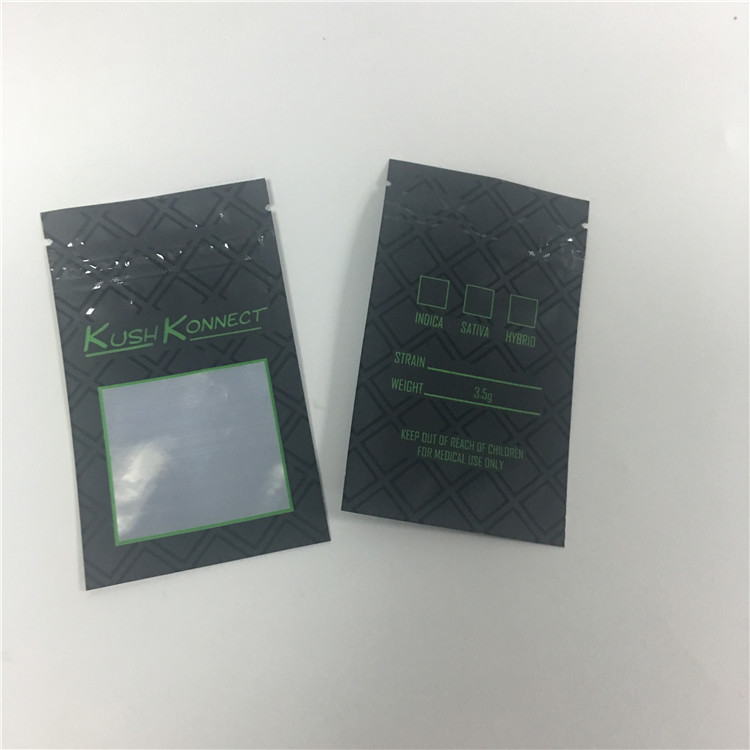 طباعة الأشعة فوق البنفسجية KUSH PE منع الأطفال من فتح أكياس التبغ مع النافذة