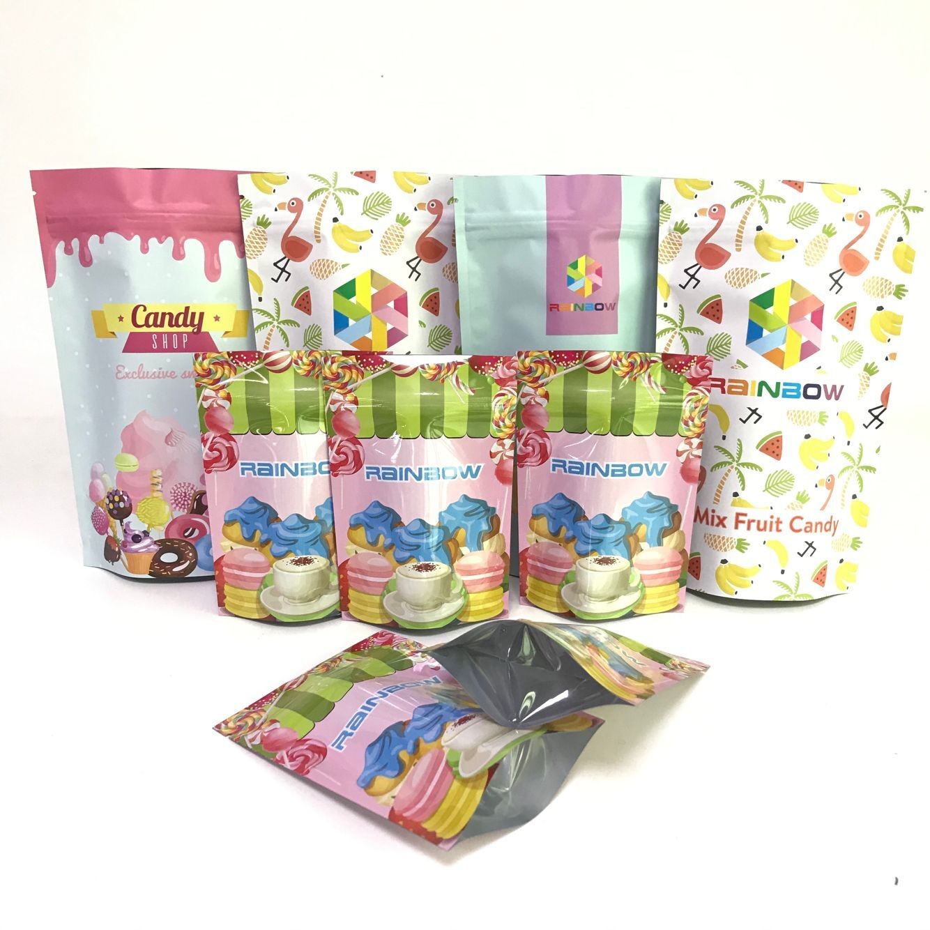 الطباعة الرقمية الوقوف رقائق الألومنيوم تظهر أكياس تغليف الحلوى