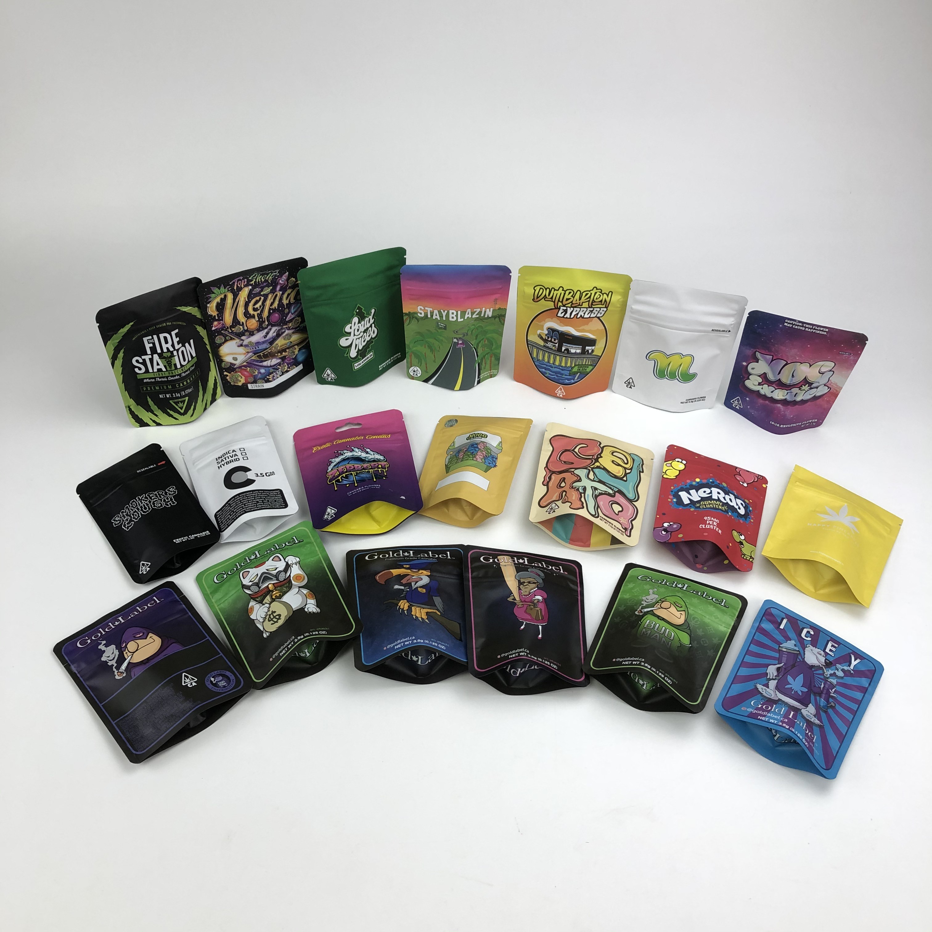 100 ميكرون VMPET Smell Proof Cookies Bag 3.5g 7g 14g Cannabies Mylar