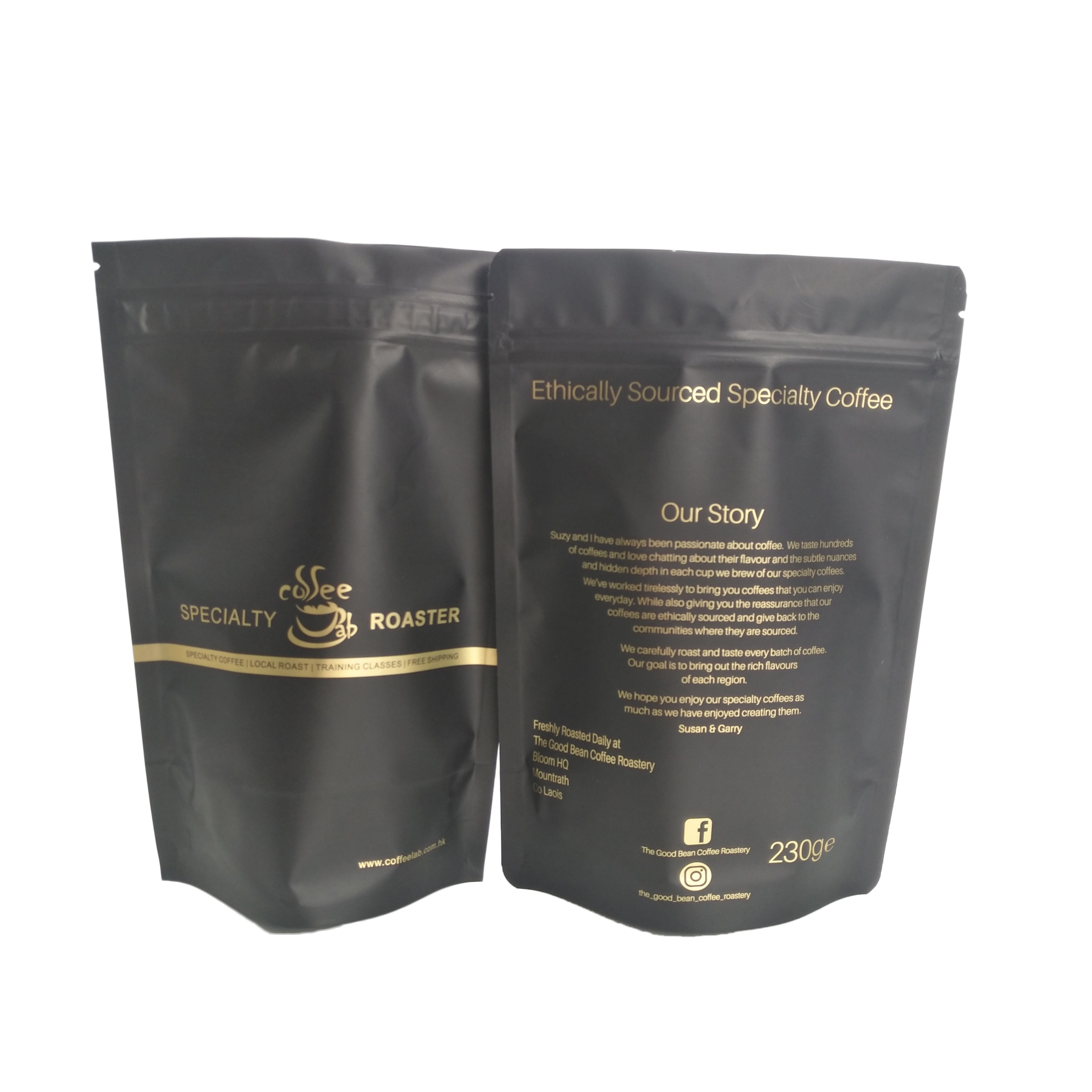 ماتي الأسود إنهاء احباط الوقوف زيبر كيس التغليف كيس القهوة مع شرائط الذهب