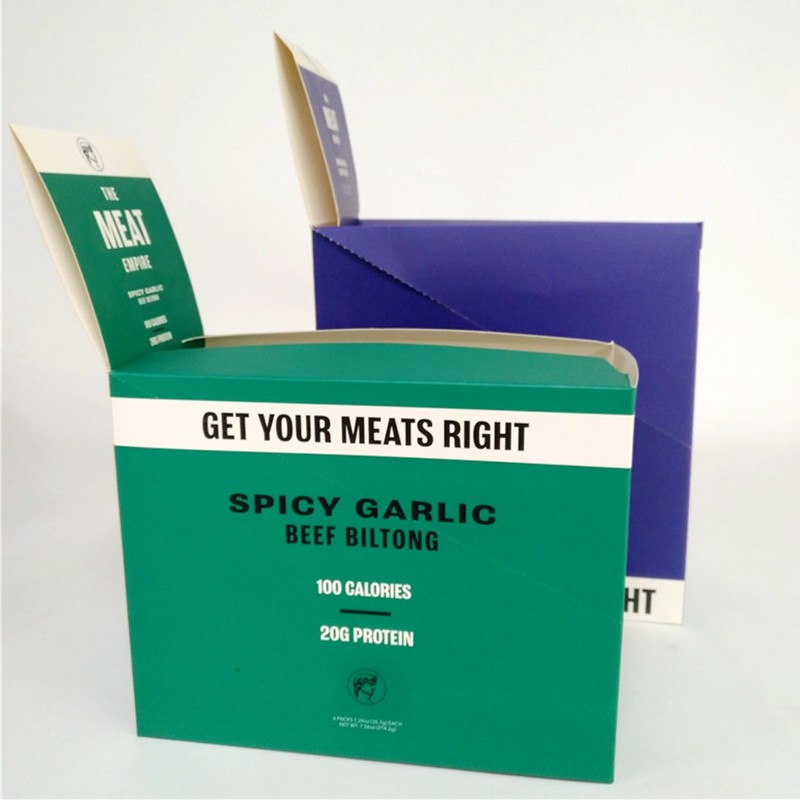 مخصص مطبوعة لحوم البقر مجموعة Biltong ورقة مربع كعكة الشوكولاته صناديق الكرتون المموج العرض