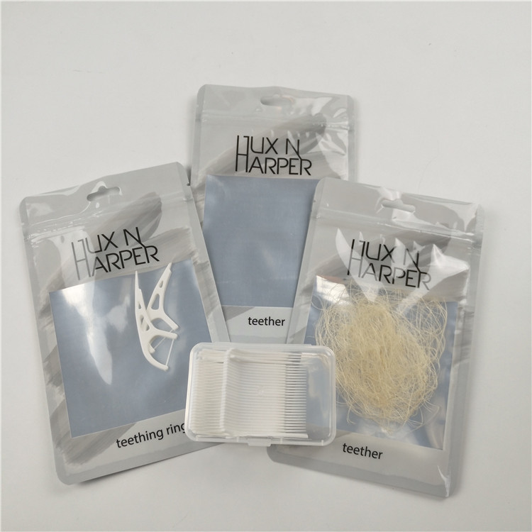 لامع واضح الجبهة الأسنان الخيط شنق حفرة أكياس بلاستيكية رقائق الألومنيوم مخصصة البريدي قفل حقيبة التعبئة والتغليف