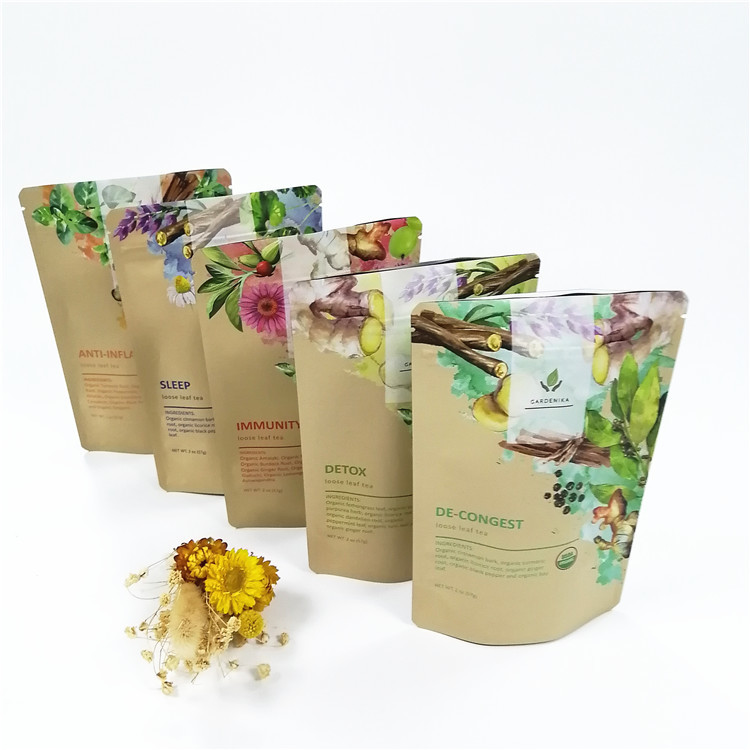 Low Moq CMYK VMPET الوقوف الحقيبة القابلة للتحلل الحيوي 100 ميكرون