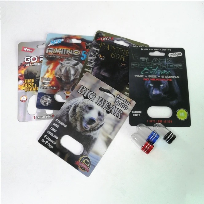 الكركدن 99500K تعزيز حبوب التعبئة والتغليف بطاقات الطباعة الحريرية