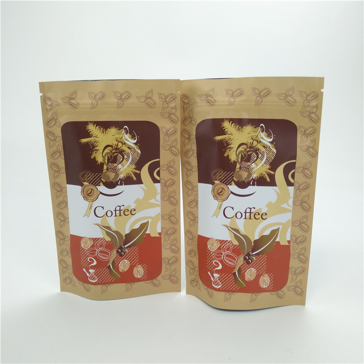 حزمة ورق الكرافت تصنيع أكياس القهوة بالجملة القابلة للإغلاق مع الشعار