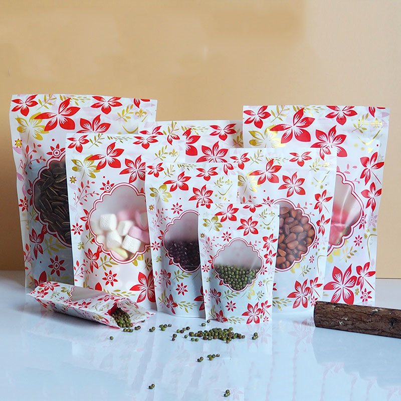 زيبر لامعة الوقوف الحقيبة البلاستيكية التعبئة والتغليف شعار مخصص مع نافذة