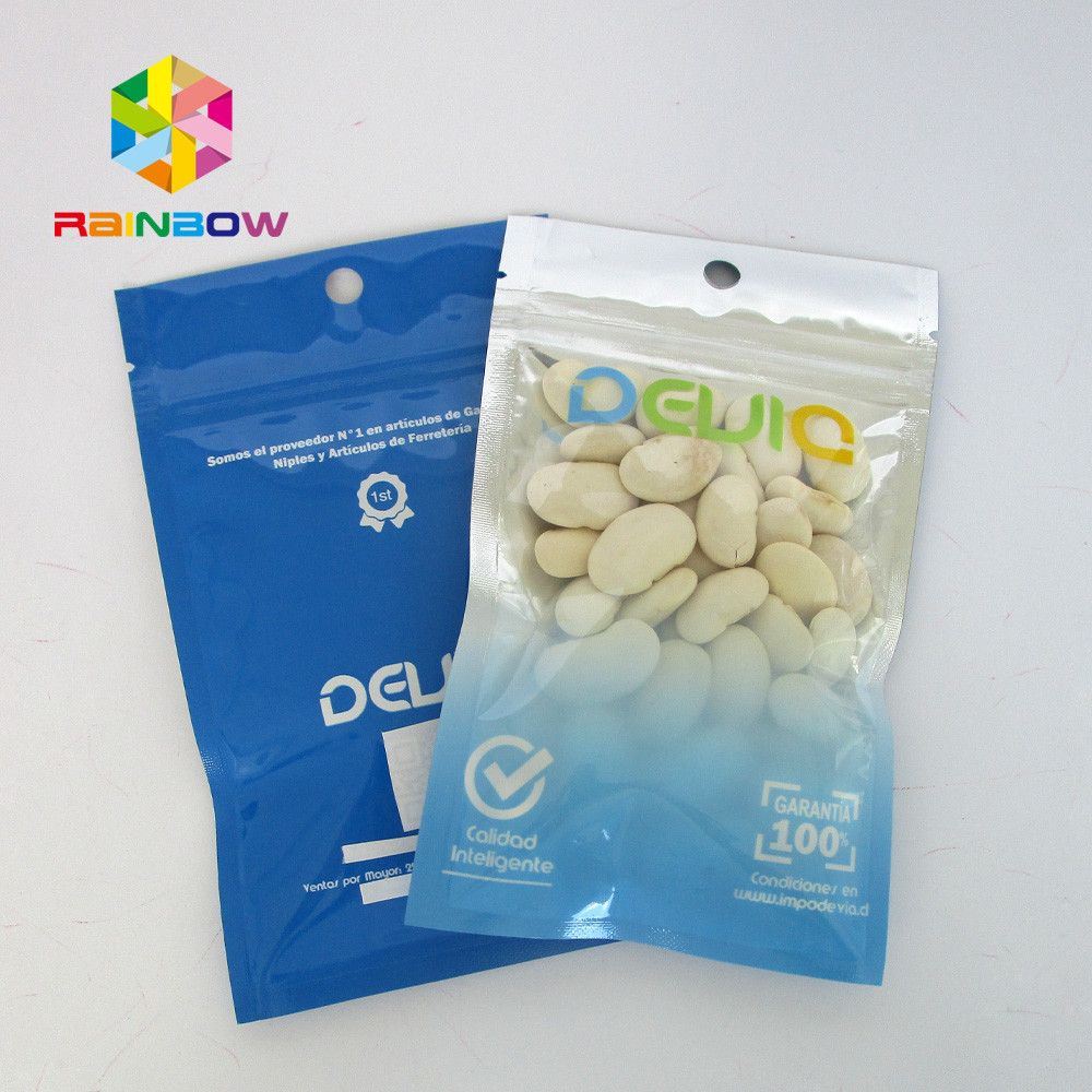 كيس رقائق ألومنيوم مطبوع بختم حراري ثلاثي الجوانب من البلاستيك الشفاف 120Mic