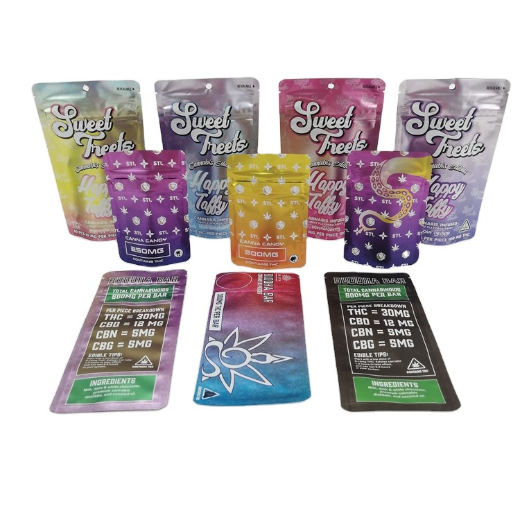 SGS 120mic MOPP Children Resistant Mylar Bag 500mg VMPET Candy Edibles