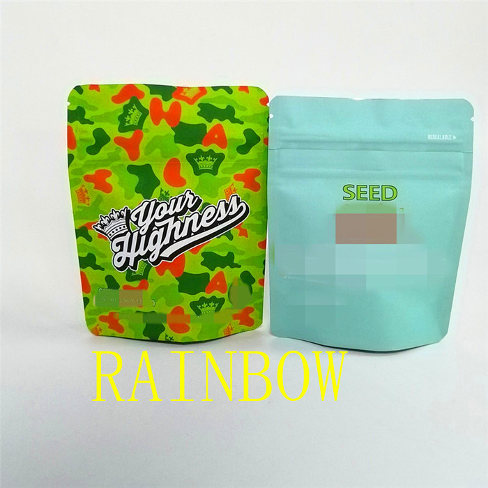 طباعة رقمية مخصصة 1/8 أوقية 1 أوقية مواد لينة الملمس الحلوى / البسكويت / البذور التعبئة والتغليف أكياس رقائق الألومنيوم مايلر الحقيبة