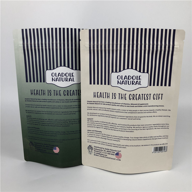 رقائق الطباعة المخصصة الرمز البريدي قفل الوقوف الحقيبة أكياس ورق الكرافت الأبيض