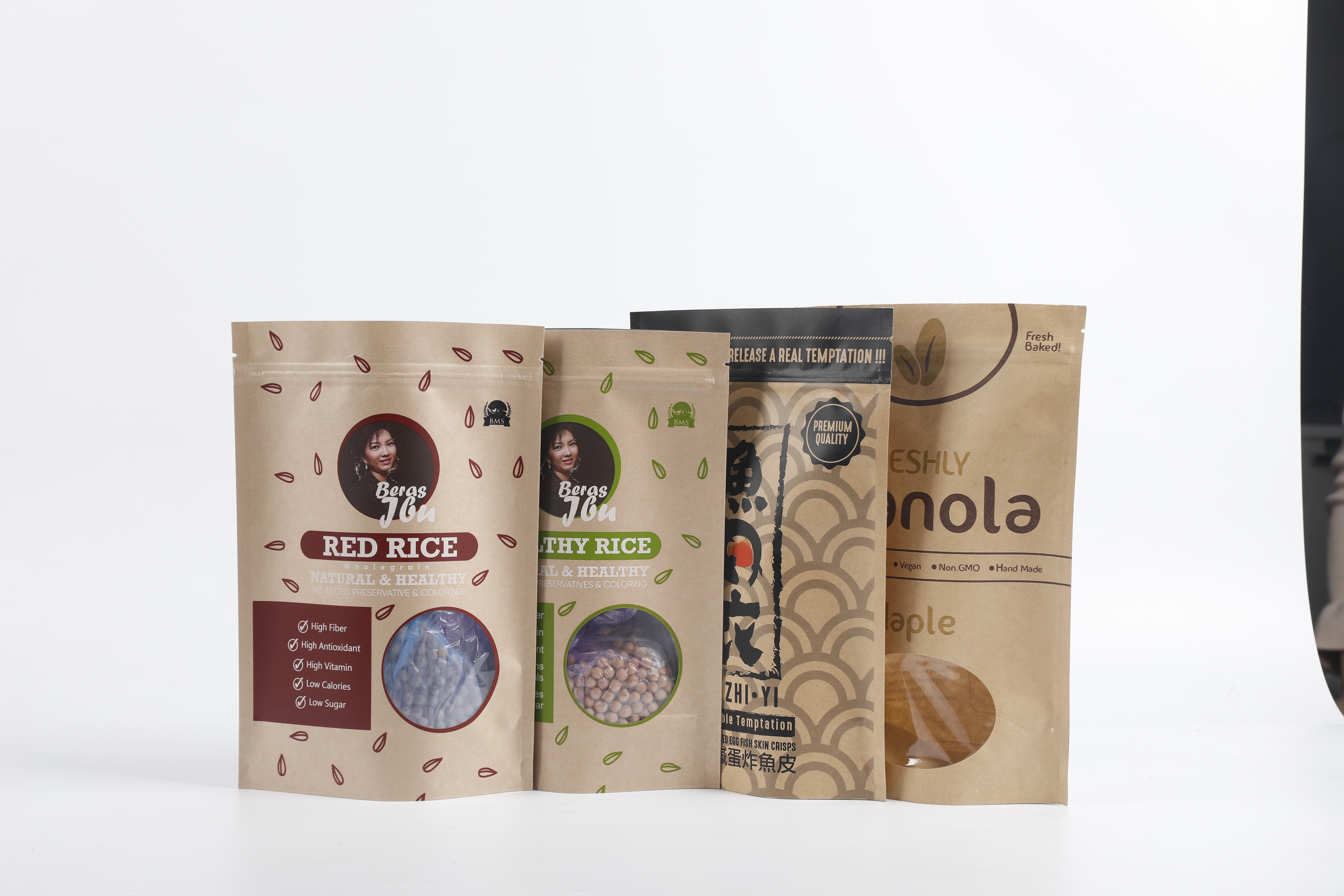 مخصص القابلة للتحلل البيولوجي جيش التحرير الشعبى الصينى ورق الكرافت زيبر الحقيبة الوقوف الشاي تغليف أغذية