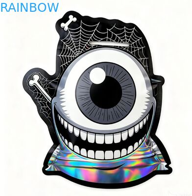 حقائب مايلر المقطعة حسب الطلب مع سحب مضادة للأطفال وتصميم هولوغرافي لتغليف الوجبات الخفيفة